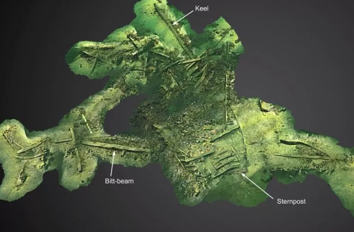 A pictorial model of the Madero wreck site.  A study has revealed new facts about the wreck. 