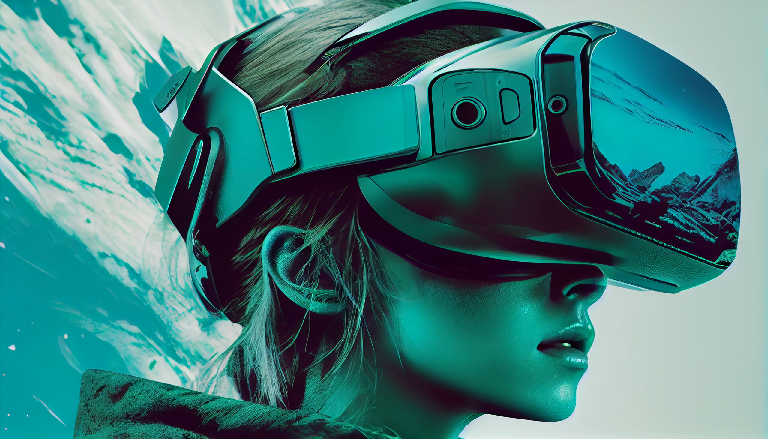 VR headset metaverse κορίτσι