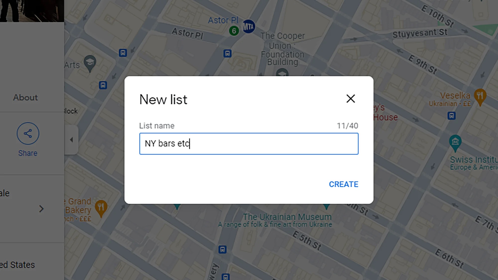 Google Maps Lists