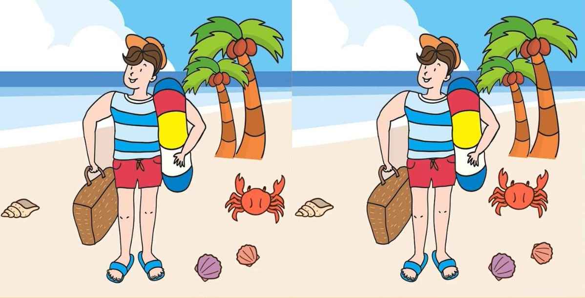 Τεστ παρατηρητικότητας, διαφορές, άνδρας παραλία