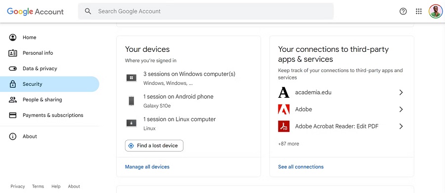 Λογαριασμοί Google εύρεση