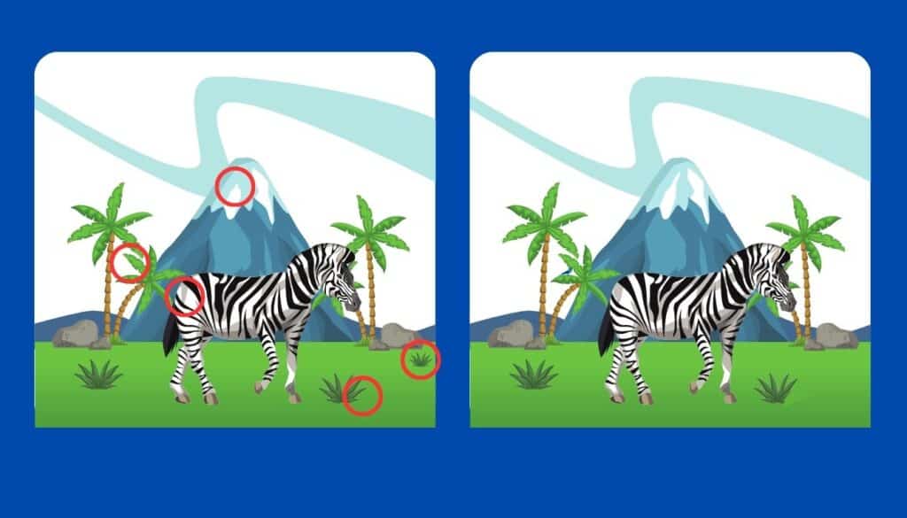 Τεστ παρατηρητικότητας, διαφορές, ζέβρα
