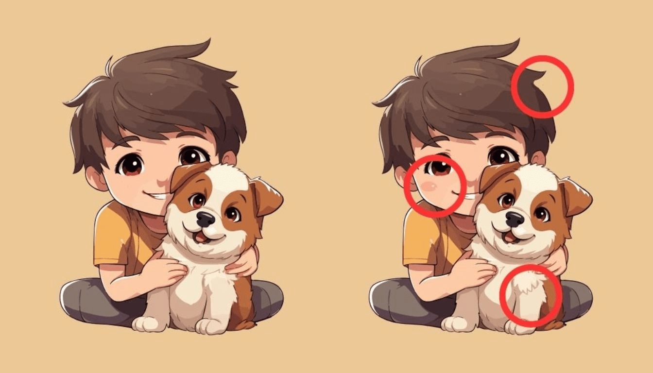 Τεστ παρατηρητικότητας, διαφορές, αγόρι, σκύλος