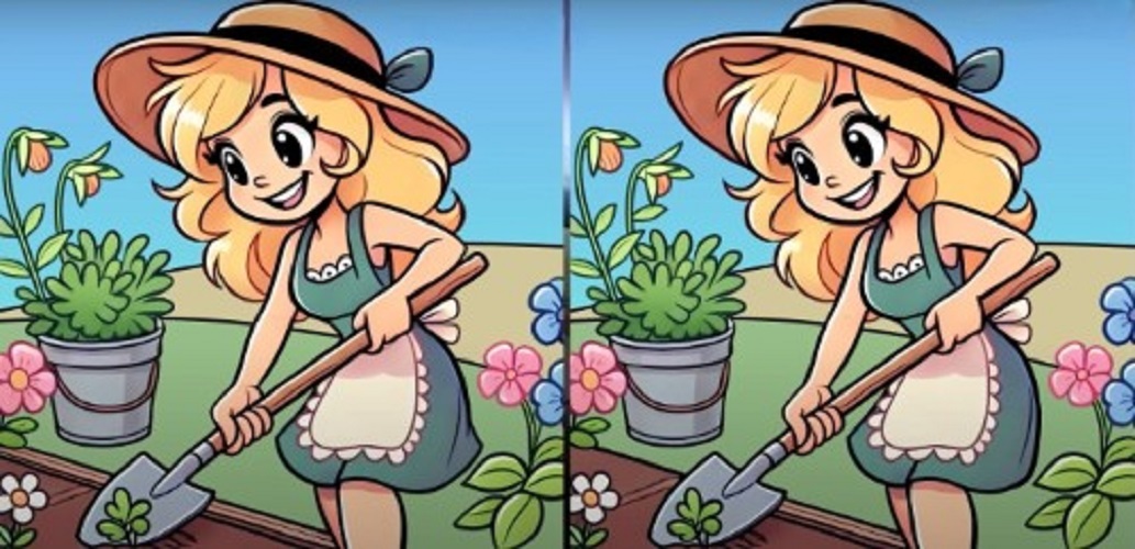 Τεστ παρατηρητικότητας, διαφορές, κορίτσι, κήπος