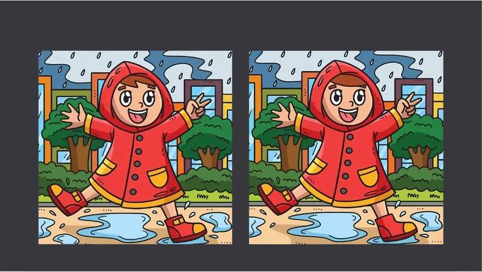 Τεστ παρατηρητικότητας, διαφορές, κορίτσι, βροχή