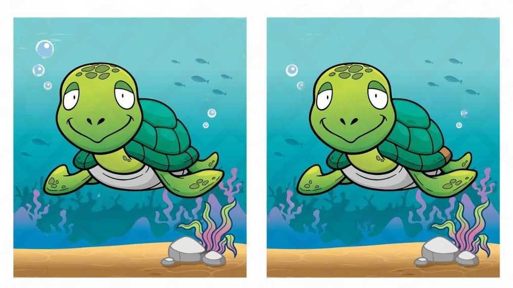 Τεστ παρατηρητικότητας, διαφορές, χελώνα