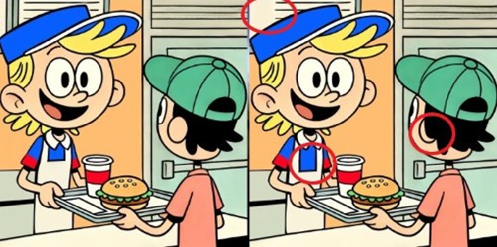 Τεστ παρατηρητικότητας, διαφορές, φαστφουντάδικο