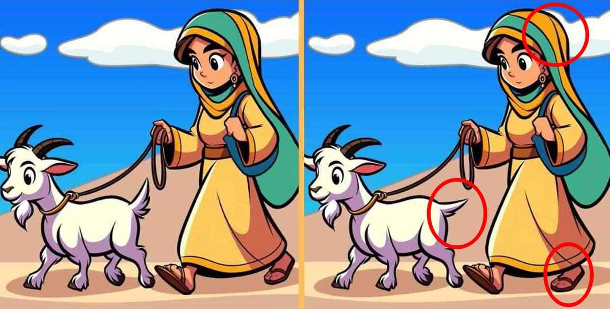 Τεστ παρατηρητικότητας, διαφορές, κορίτσι, κατσίκα