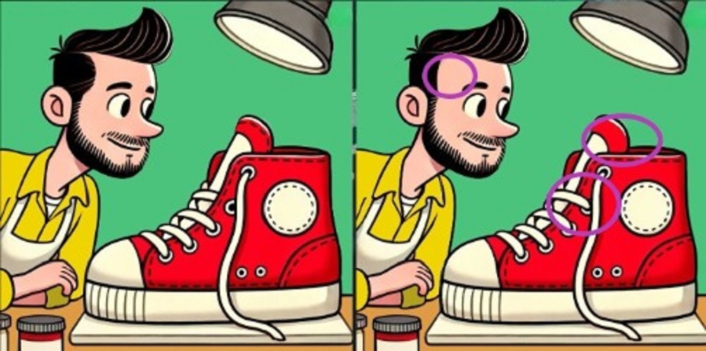 Τεστ παρατηρητικότητας, διαφορές, τσαγκάρης, λύση