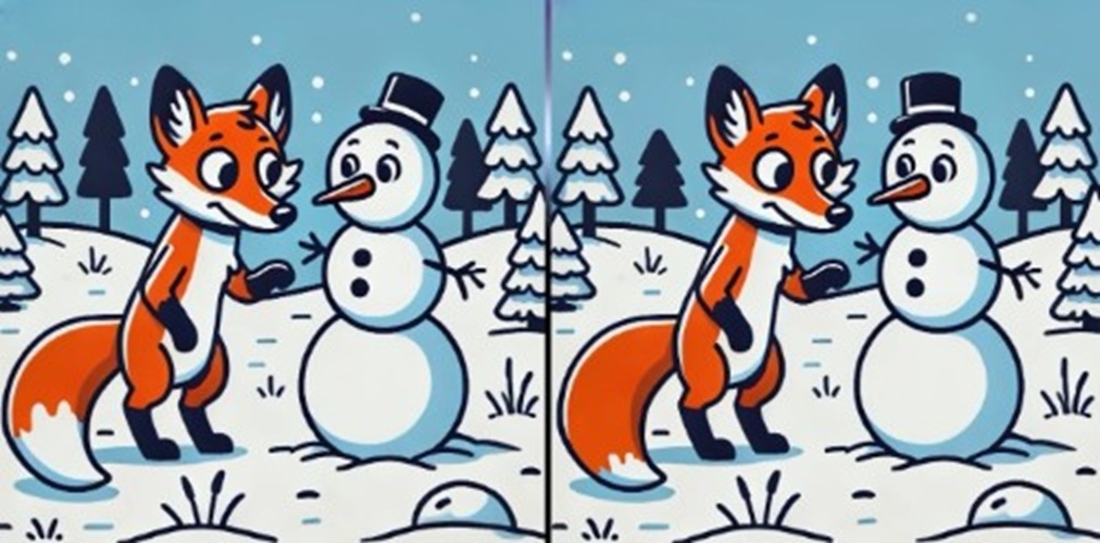 Τεστ παρατηρητικότητας, διαφορές, χιονάνρθωπος, αλεπού