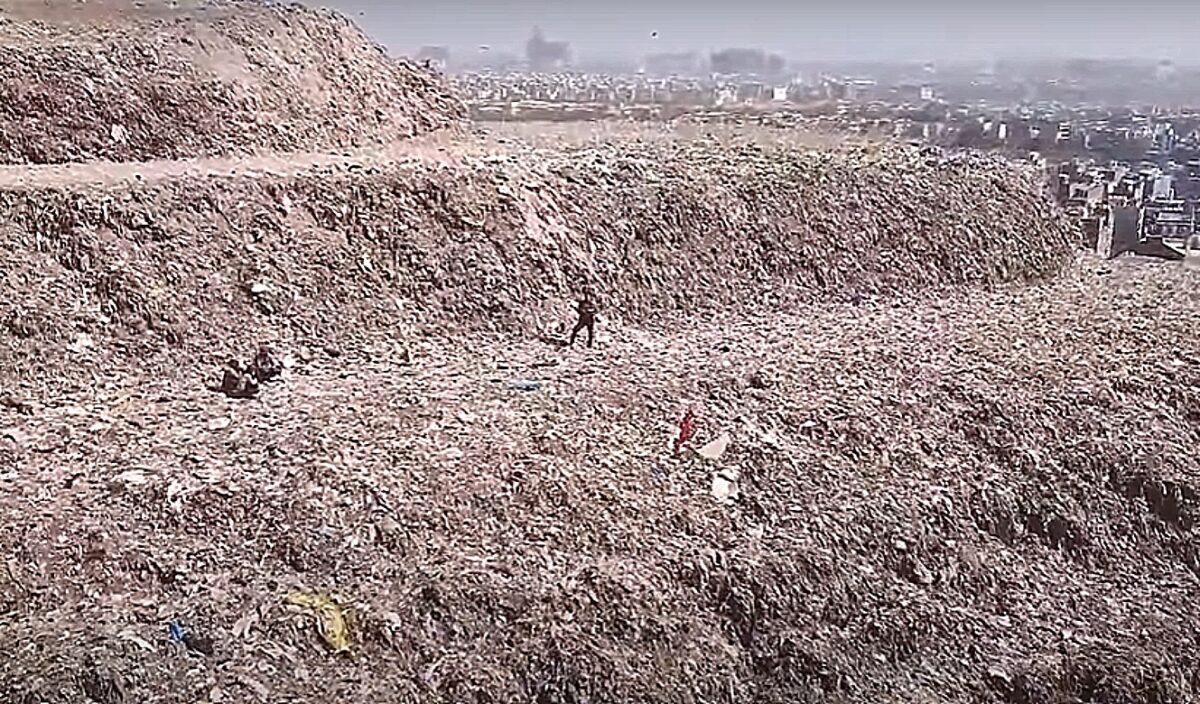 σκουπίδια, βουνό, χωματερή, Ινδία