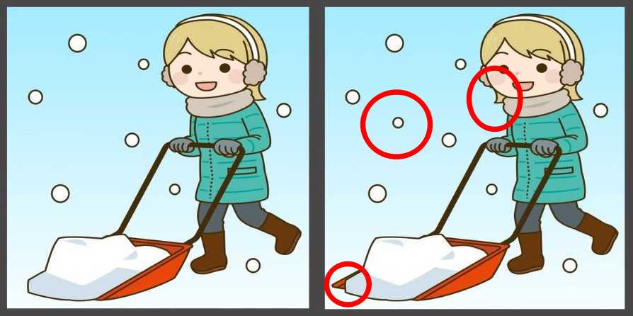 Τεστ παρατηρητικότητας, διαφορές, κορίτσι, χιόνι