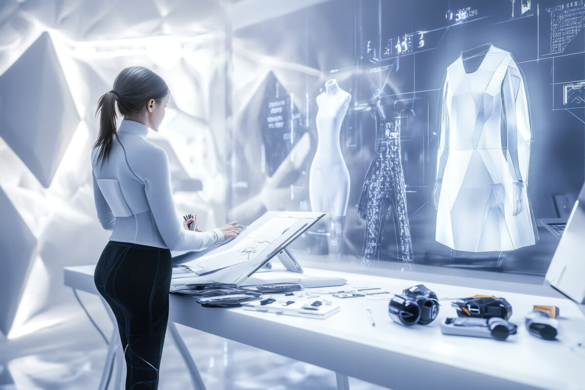 Woman trying virtual clothes