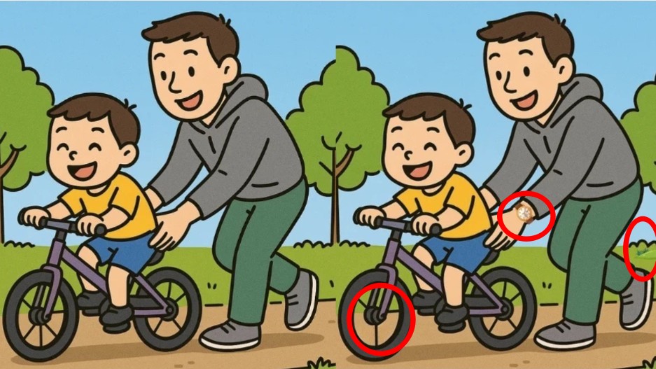 Τεστ παρατηρητικότητας, διαφορές, αγόρι, ποδήλατο