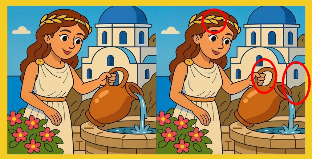 Τεστ παρατηρητικότητας, διαφορές, αρχαία Ελληνίδα
