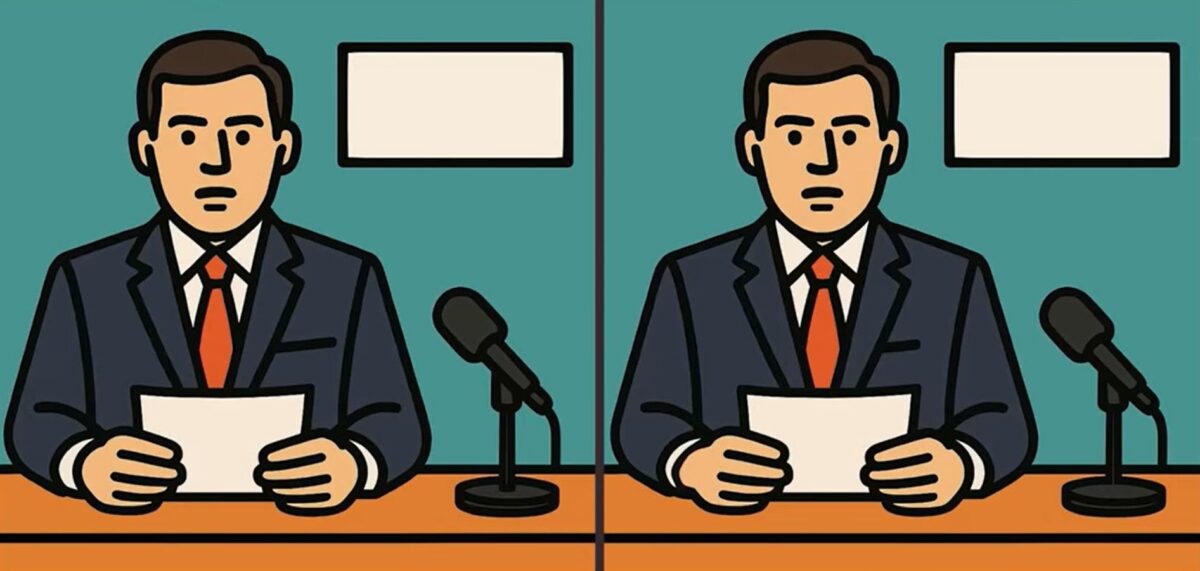 Τεστ παρατηρητικότητας, διαφορές, παρουσιαστής ειδήσεων