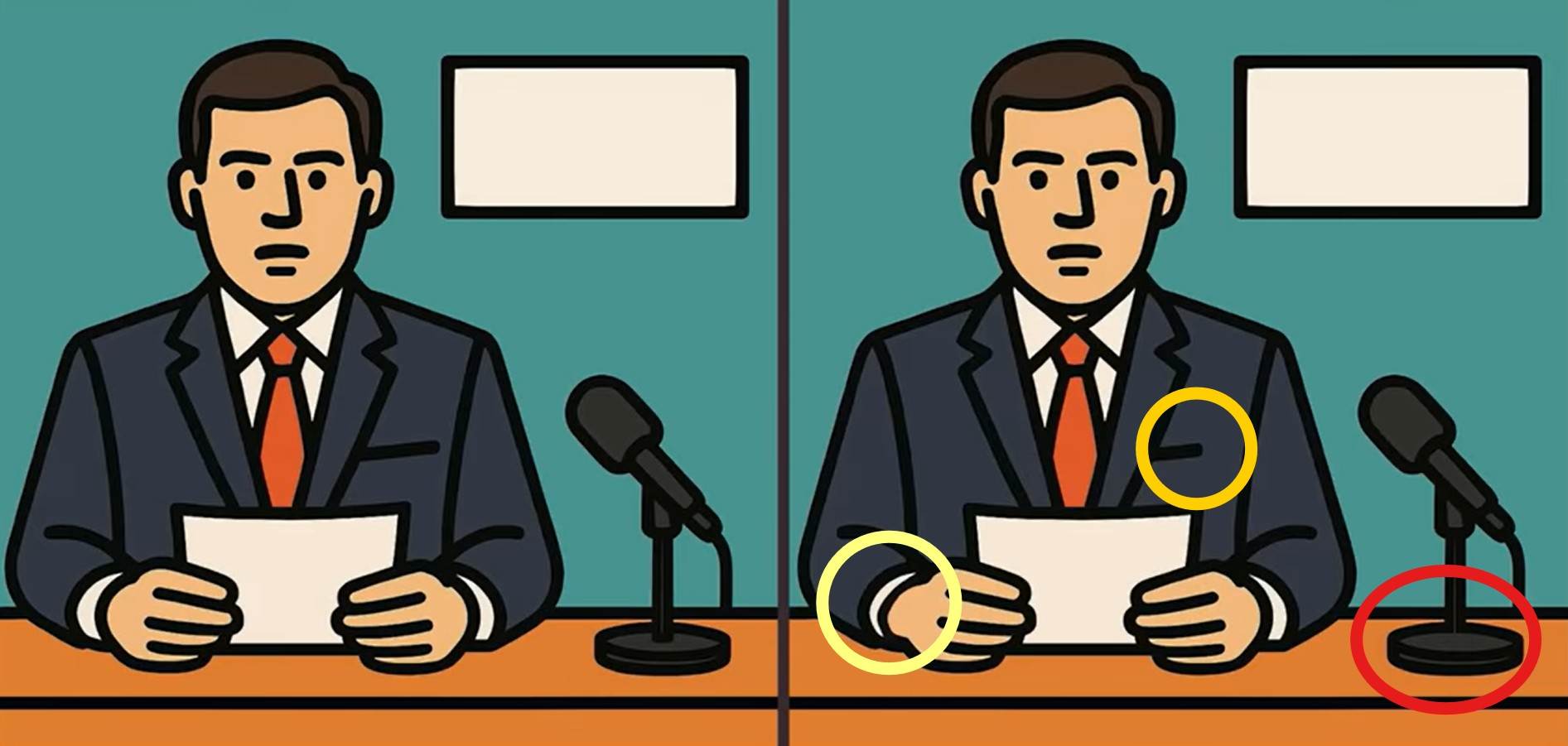 Τεστ παρατηρητικότητας, διαφορές, παρουσιαστής ειδήσεων