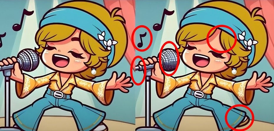 Τεστ παρατηρητικότητας, διαφορές, τραγουδίστρια