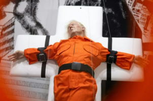 «Άγιος ή Αμαρτωλός»: Γλυπτό που εκτίθεται στην Ελβετία δείχνει τον Τραμπ δεμένο σε σταυρό