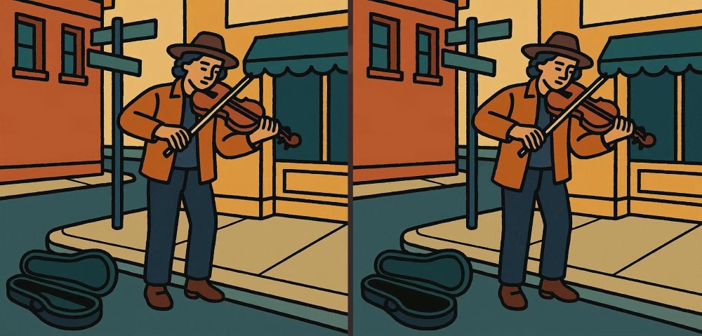 Τεστ παρατηρητικότητας, διαφορές, άνδρας, βιολί