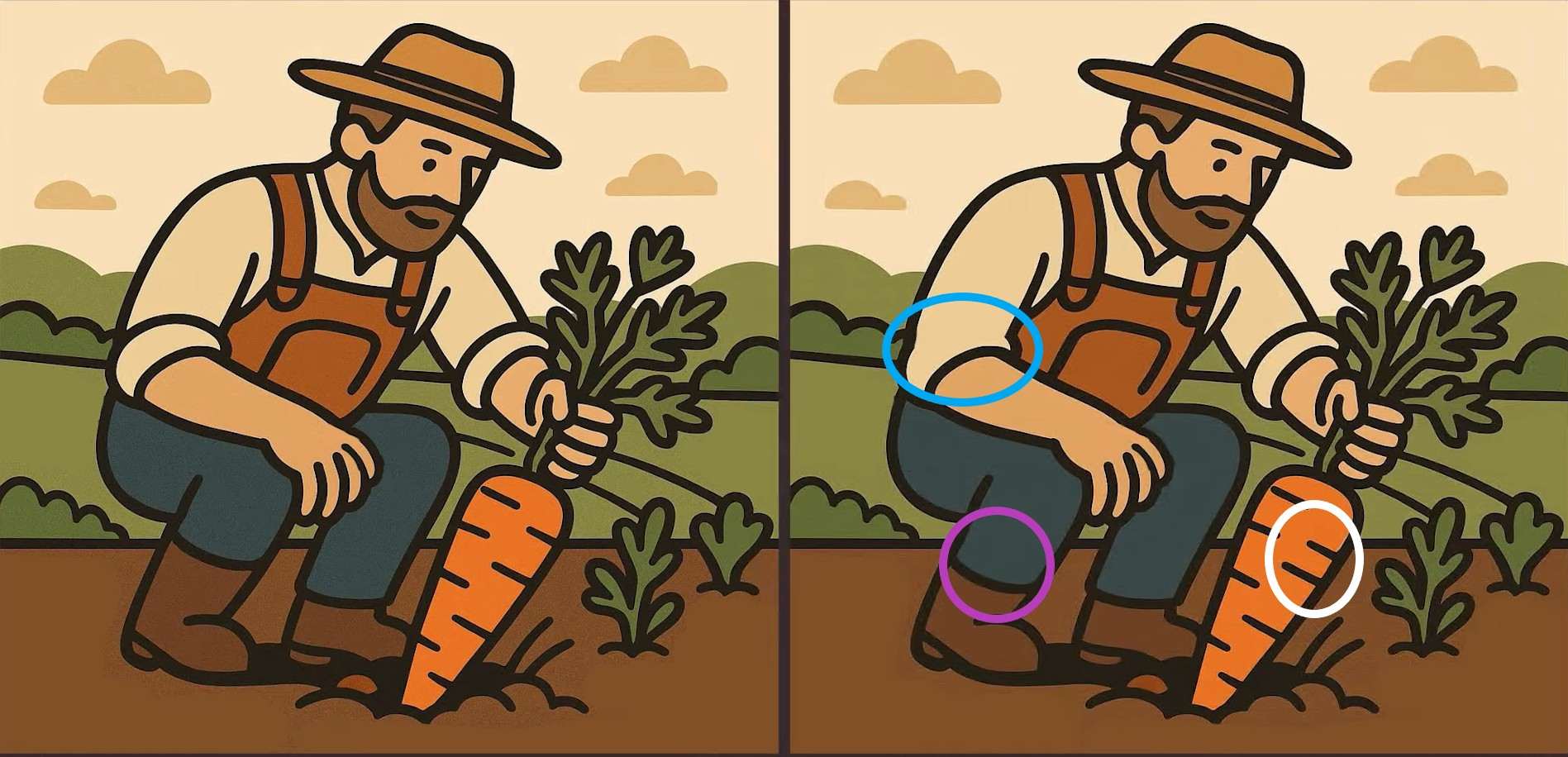 Τεστ παρατηρητικότητας, διαφορές, αγρότης