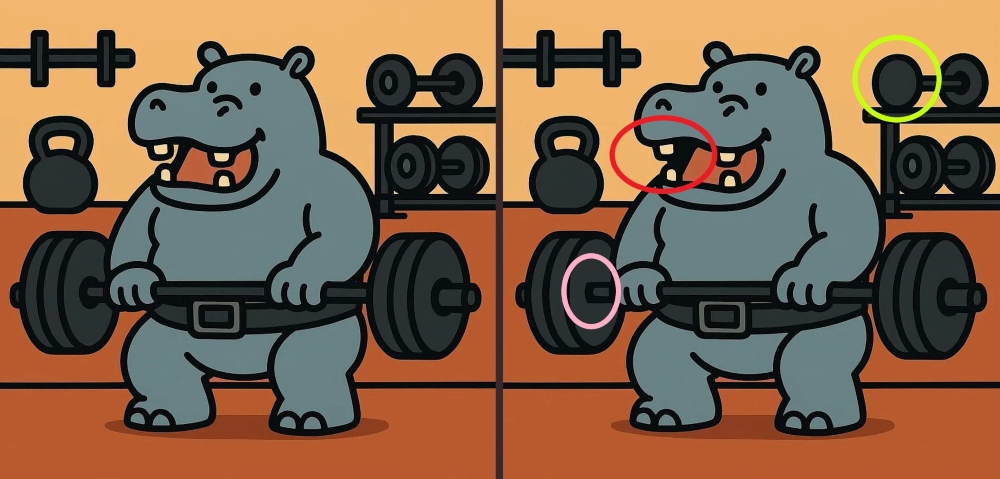 Τεστ παρατηρητικότητας, διαφορές, ιπποπόταμο