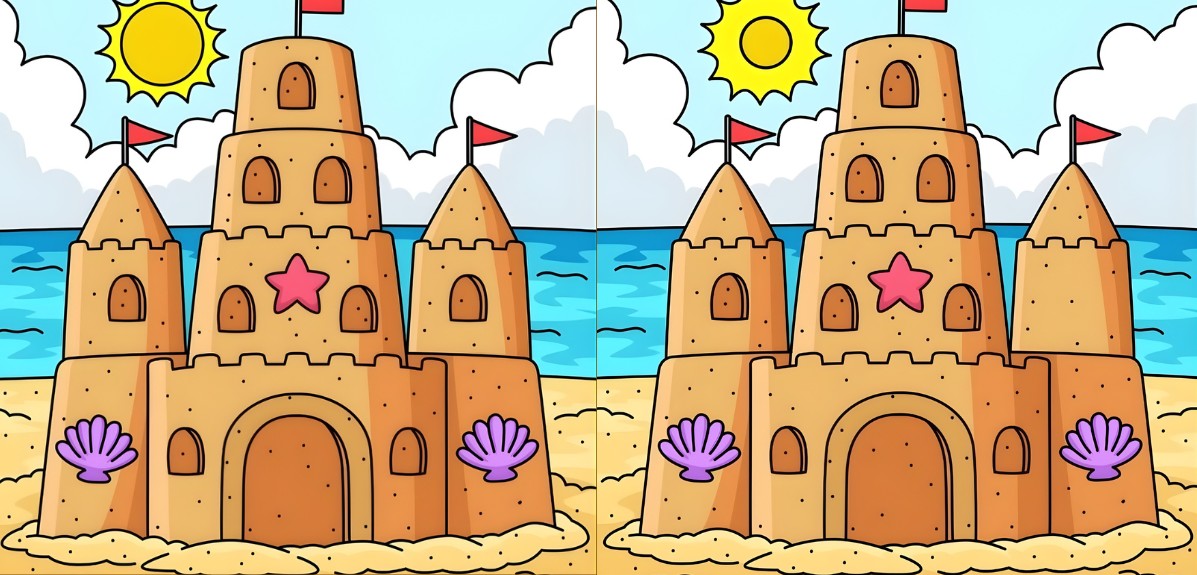 Τεστ παρατηρητικότητας, διαφορές, κάστρο από άμμο