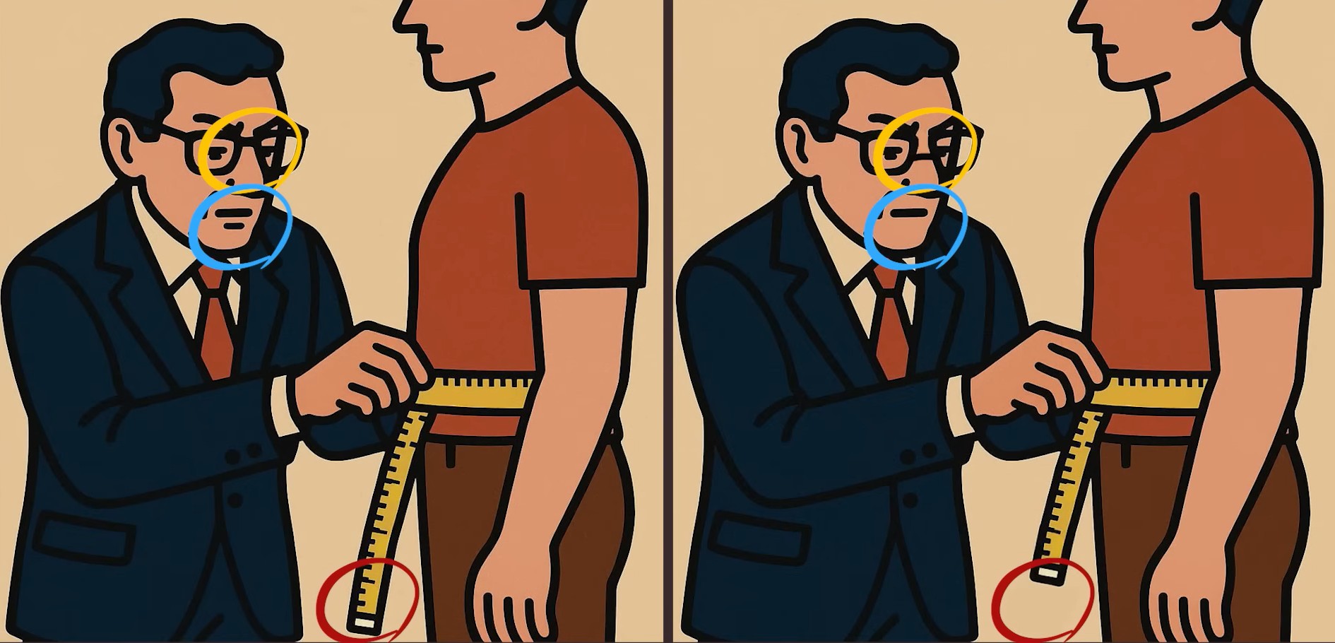 Τεστ παρατηρητικότητας, διαφορές, ράφτης