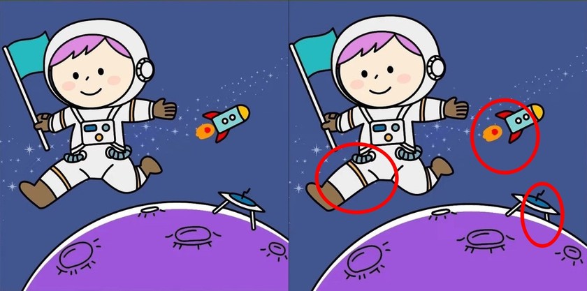 Τεστ παρατηρητικότητας, διαφορές, αστροναύτης