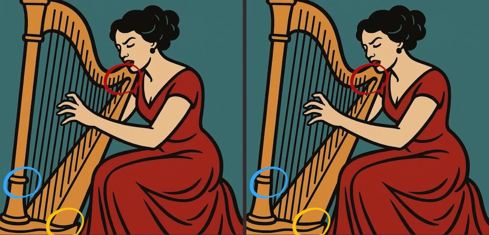 Τεστ παρατηρητικότητας, διαφορές, γυναίκα, άρπα