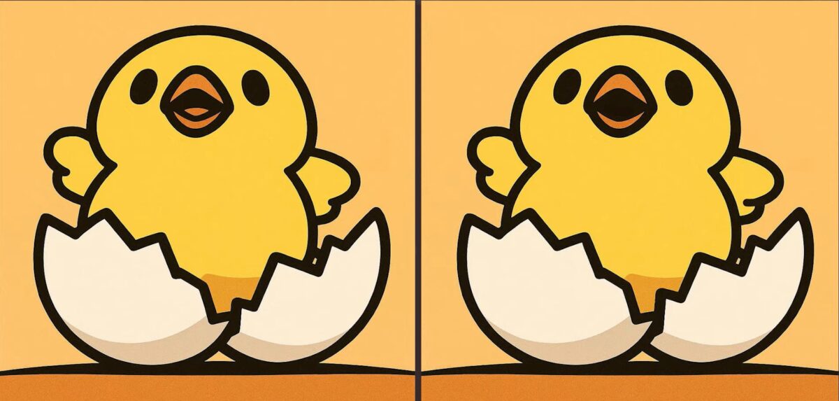 Τεστ παρατηρητικότητας, διαφορές, κοτοπουλάκι