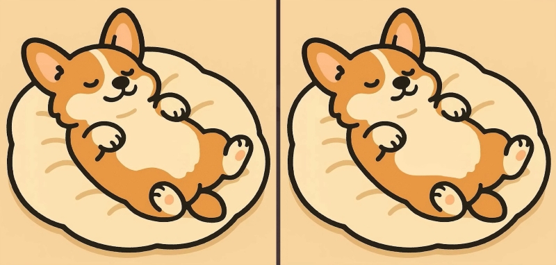 Τεστ παρατηρητικότητας, διαφορές, κουτάβι