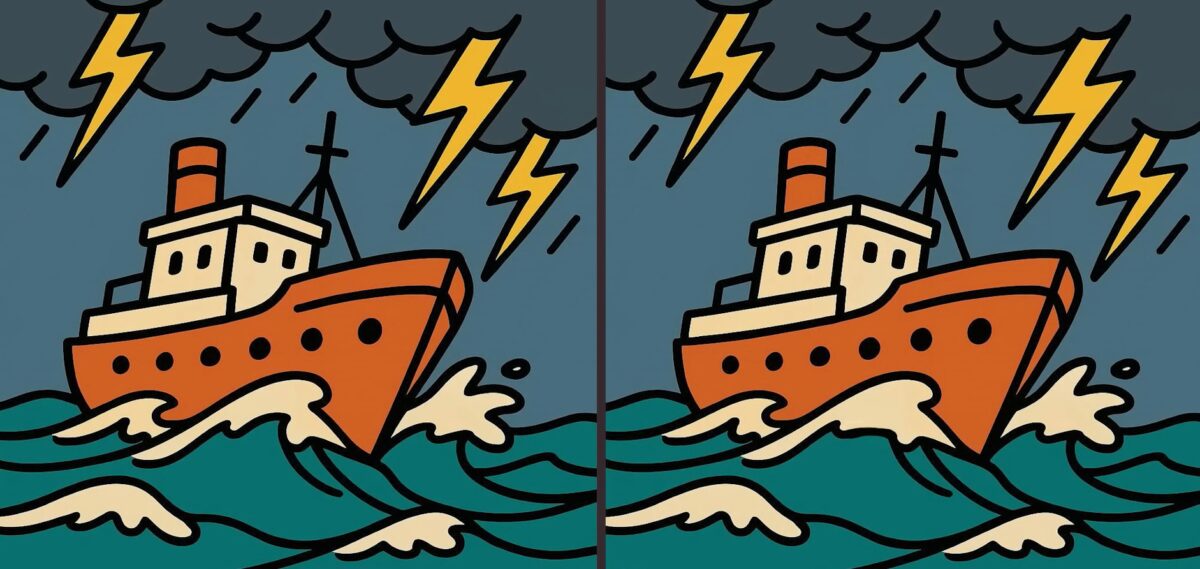 Τεστ παρατηρητικότητας, διαφορές, πλοίο