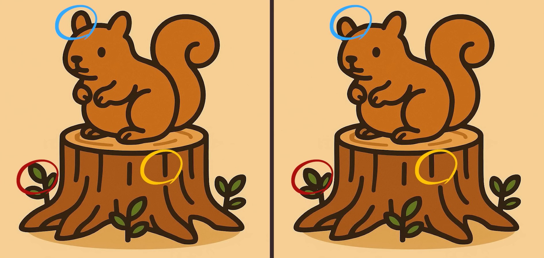 Τεστ παρατηρητικότητας, διαφορές, σκιουράκι