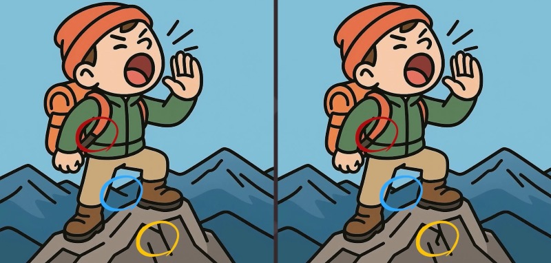 Τεστ παρατηρητικότητας, διαφορές, αγόρι, βουνό