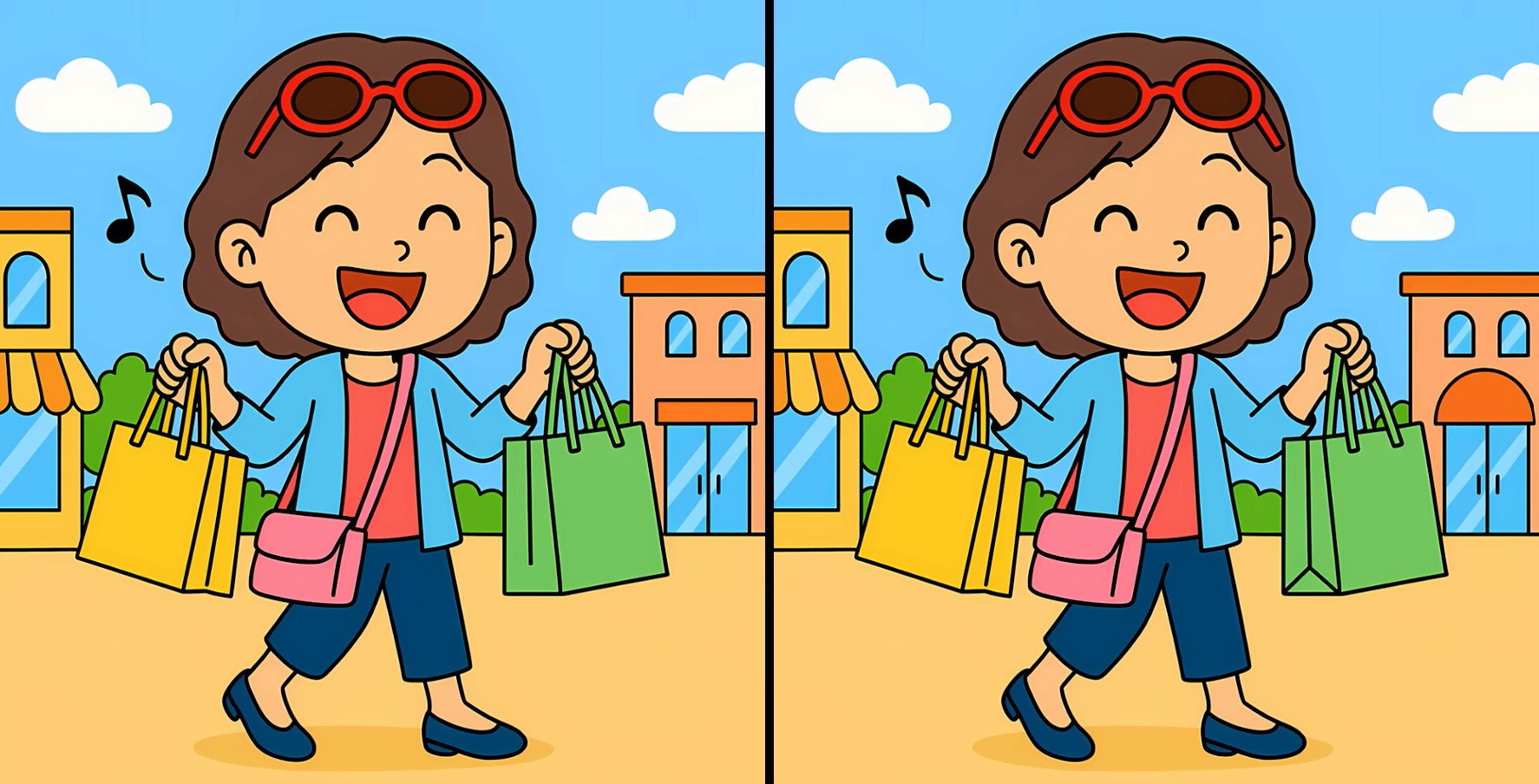 Τεστ παρατηρητικότητας, διαφορές, κοπέλα, ψώνια