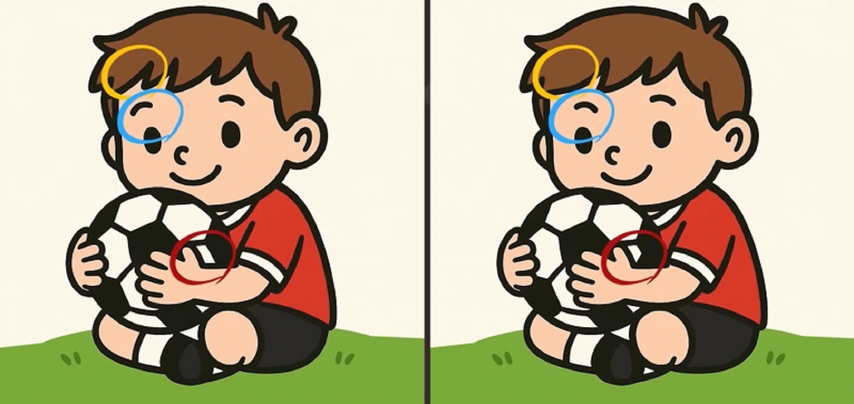 Τεστ παρατηρητικότητας, διαφορές, αγόρι, μπάλα