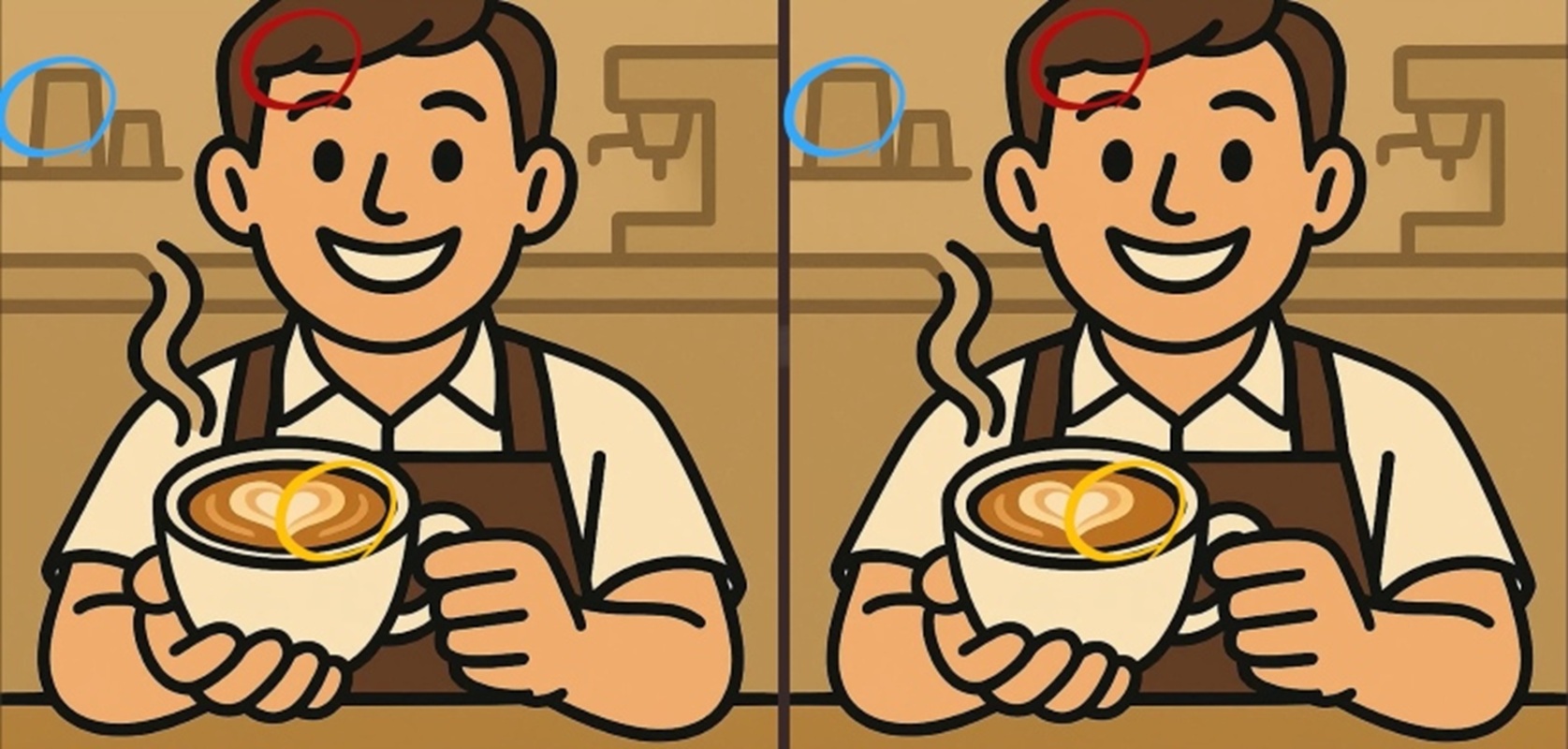 Τεστ παρατηρητικότητας, διαφορές, μπαρίστα