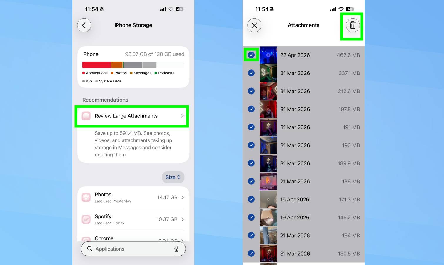 iPhone, αποθηκευτικός χώρος